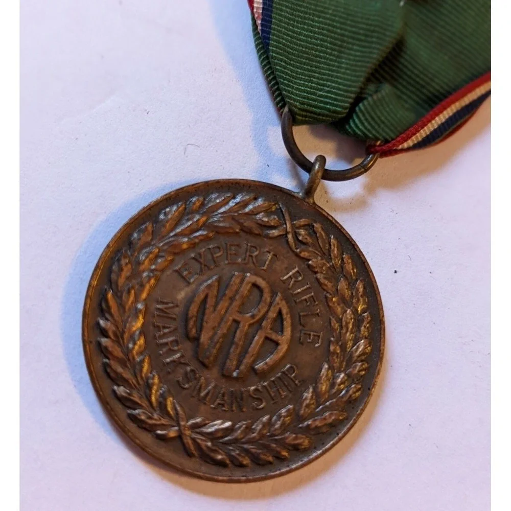 1924 NRA National Rifle Association Pinback MEDAL Ribbon Engraved Camp Perry OH